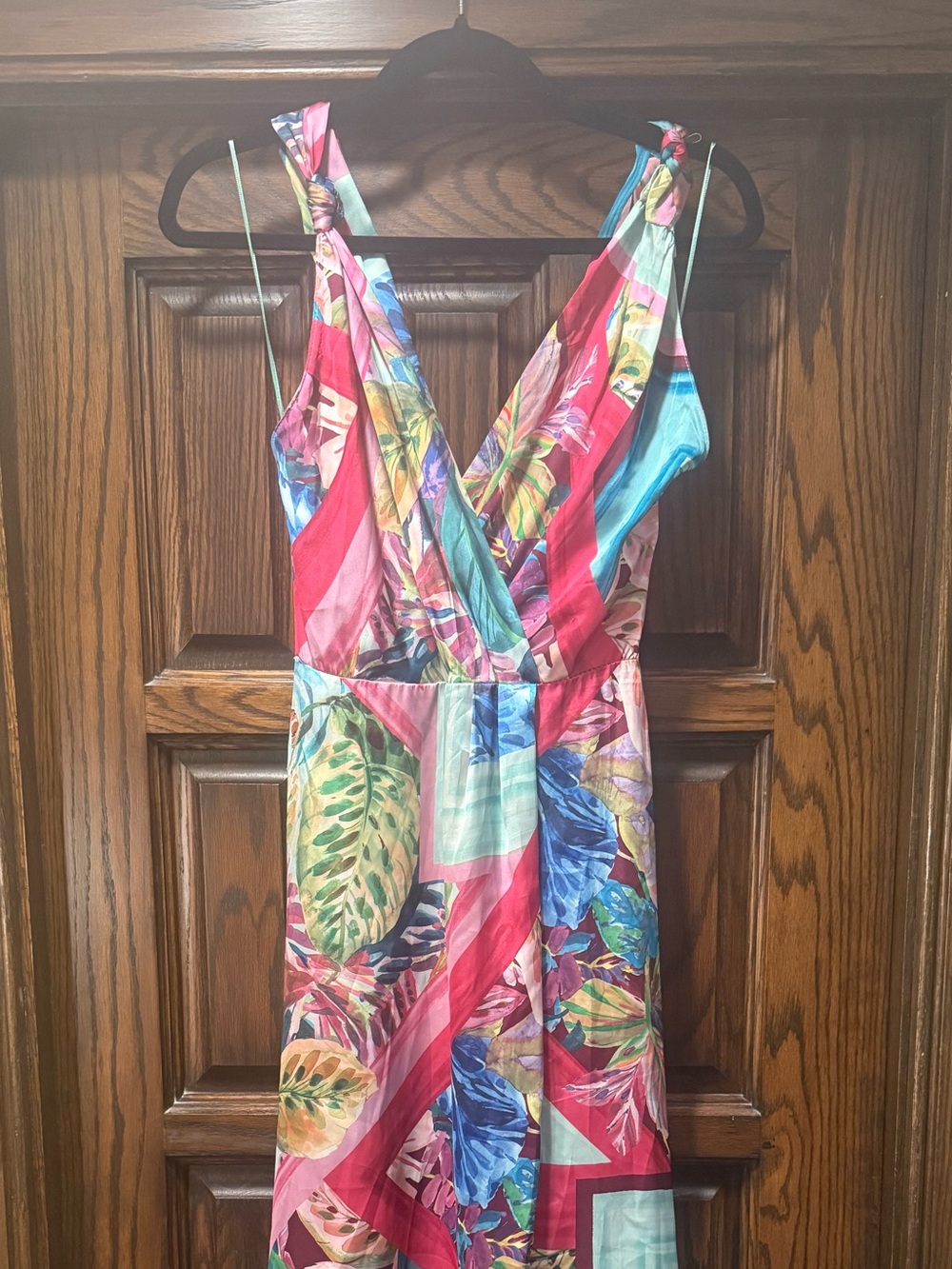Zara Tropical Satin Maxi Dress Open Back Resort - Picture 11 of 11